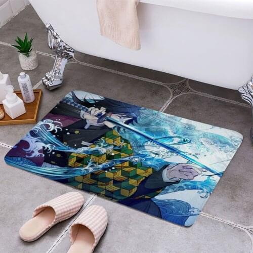 Giyuu Tomioka 3D Print Doormats Rectangle Non-Slip DoorMat Bedroom Kitchen Entrance Print Door rugs Dropshipping