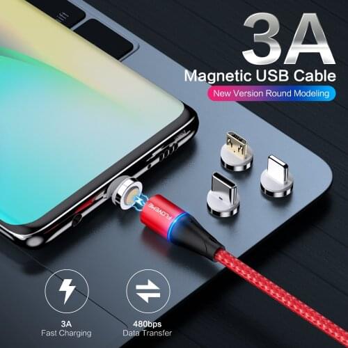 FLOVEME 3A Magnetic Cable Micro USB Type C For iPhone XS 1M Magnet Fast Charging Cable For Samsung Xiaomi Microusb TypeC Cable