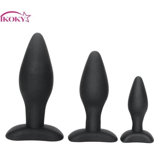 IKOKY 3Pcs/Set Prostate Massager Black Adult Products Anal Plug Sex Toys for Men Women Gay Butt Plug Anal Trainer S/M/L