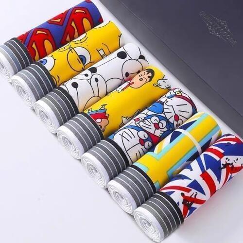 4Pcs/lot Cartoon mens underwear sexy personality trend mens waist cotton comfortable underwear multi-style male boxerunderwear