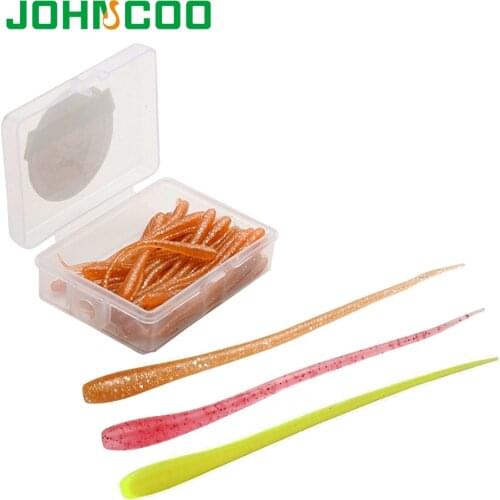 JOHNCOO 50pcs/box Soft Worm Rock Fish Lure 65mm 0.34g Ocean Rock Lure Soft Fish Wobblers Carp Pesca Peche Soft Bait Jig Lure