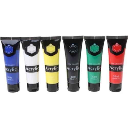 6 Colors 30ml Professional Acrylic Paint Set Drawing Painting Pigment Wall Hand-painted for Kids DIY
