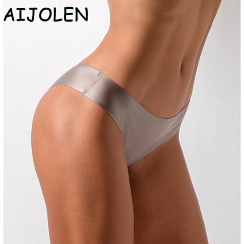 AIJOLEN Solid Color Sports Thong and G String Ice Silk Seamless Womens Underwear Comfortable Yoga Underpants Sexy T-pants M-3XL