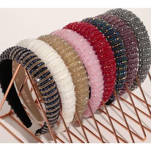 Wholesale Hot Selling New Bling Rhinestone Crystal Headbands for Women 2020 Diamond Bedazzled Braided Beaded Headband Girls