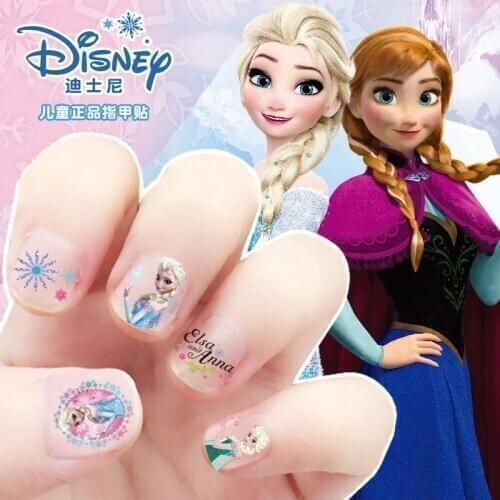 Original Frozen 2 Elsa and Anna Mickey Mouse Figure Toy Nail Stickers Toys Disney Snow White Princess Minnie Kids Baby Gift Toy