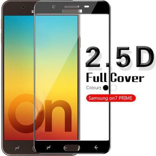 Front 2.5D Tempered Glass For Samsung On7 On 7 PRIME Screen Protector Protective Film Glass Black & White Guard Shell + Cloth
