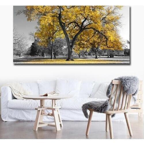 Poster Canvas Printing,Printed Giclee Canvas Prints,Modern Yellow Tree 1 Piece Big Size Canvas Art,Drop shipping Canvas Painting