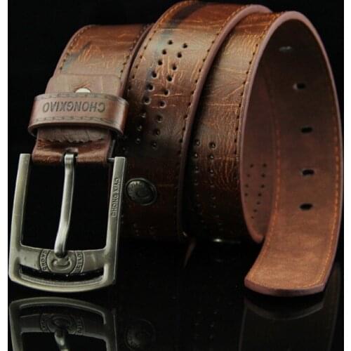 Hollow Rivet Punk Style Belt Mens Casual Belt Wide PU Leather Belt Buckles For Men Fashion Male High Quality Jeans Belt