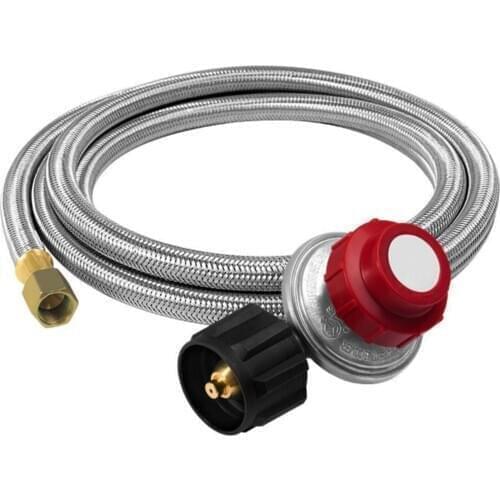 12ft 0-30 Psi Stainless Steel Braided Hose With Propane Regulator High Pressure Adjustable Propane Gauge