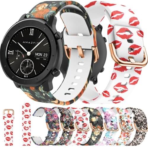 Printing Silicone Strap For Xiaomi Huami Amazfit GTR 2E/GTR 47MM Smart Watch Band 22MM Wristband For Amazfit Stratos 3/2S Correa