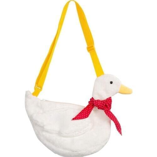 Cartoon Animal Women Bag Swan Goose Plush Cute Duck Purse Creative Soft Stuffed Shoulder Crossbody Zipper Handbag Gift for Girls