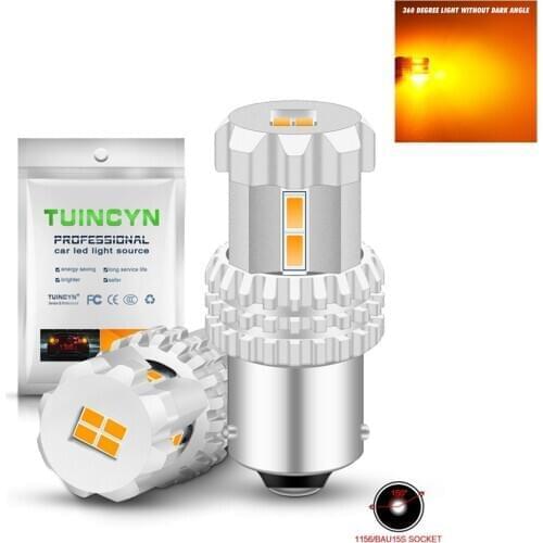 2pcs BAU15S LED Bulb Amber 7507 PY21W 12496 5009 7507AST 24W 12SMD 3020 Chipsets 1080 Lumens For Auto Brake Lights White Amber