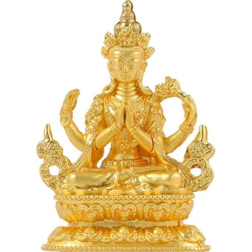 Tibetan Buddhism Four-Wall Guanyin Buddha Statue Mini Portable Pocket Home Worship Small Decoration