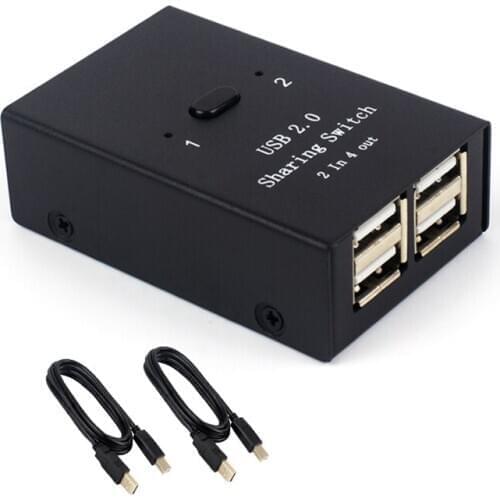 USB Sharer Switch USB Manual Splitter Two In Four Out Suitable For Computer Keyboard Mouse Printer U Disk With Cable