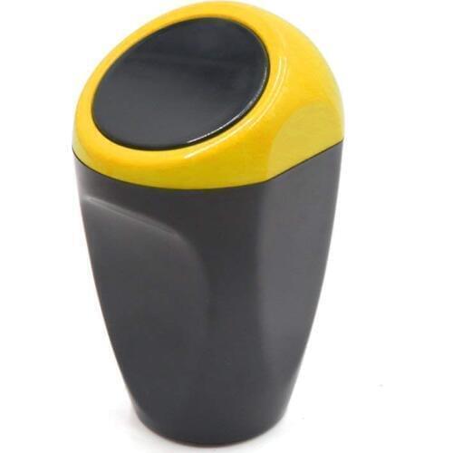 Uxcell Yellow Black Plastic Mini Rubbish Trash Bin Car Garbage Dustbin Box Case Holder