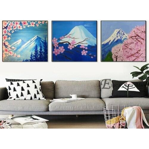 Cherry Blossoms Japanese Fuji Canvas Prints Modern Painting Posters Wall Art Pictures For Living Room Decoration No Frame