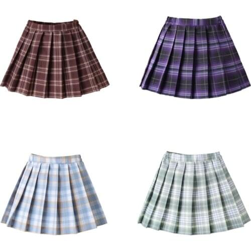 2021 Summer Korean High Waist School Girls Plaid Pleated Skirt College Style Suit JK Uniform Student Clothes Genuine Short Skirt