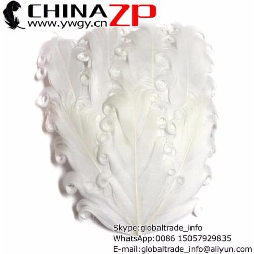 CHINAZP Factory Exporting 50pcs/lot Top Quality Curly White Nagorie Pad Hair Decoration Goose Feathers