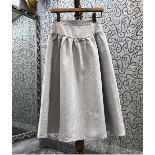 High Quality Womens Long Skirt 2021 Autumn Winter Party Club Ladies Vintage Jacquard Floral Patterns Black Grey Gown Skirts