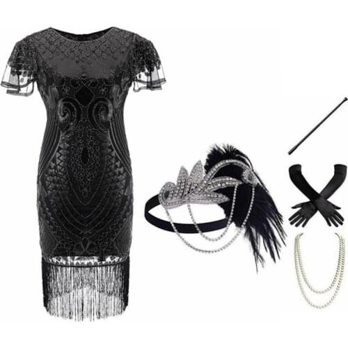 Plus Size Women 1920s Flapper Dress Vintage V-Neck Sleeveless Embroidery Great Gatsby Dress Sequin Fringe Party Dress New