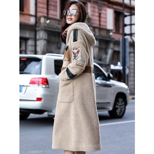 Real Fur Coat Female Sheep Shearling Wool Coats Winter Jacket Women Clothes 2020 Print Long Jackets Manteau Femme MY4266