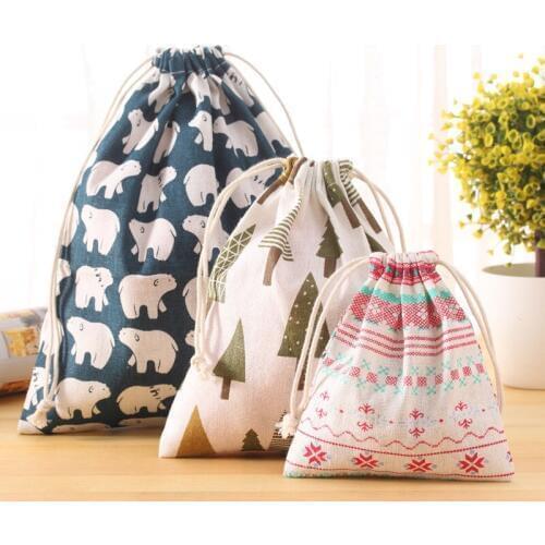 10PCS New Fresh Fabric Cotton Travel Drawstring Tote Storage Bag Wardrobe Organizer Bag for Underwear Toy Hanging Organizer 60XX