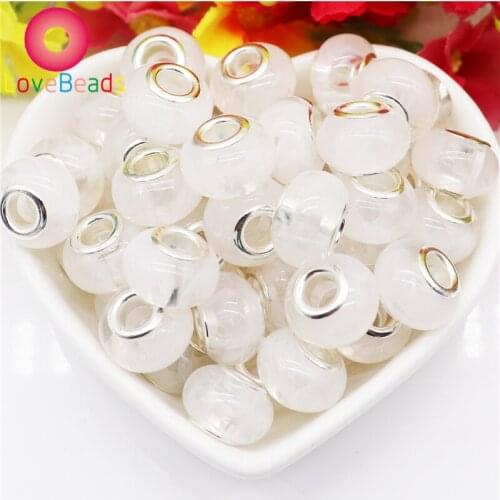 10Pcs New Lovely Cute Big Hole Round Rondelle Spacer Beads Fit European Pandora Bracelet Pendants Necklace Hair Beads Jewelry