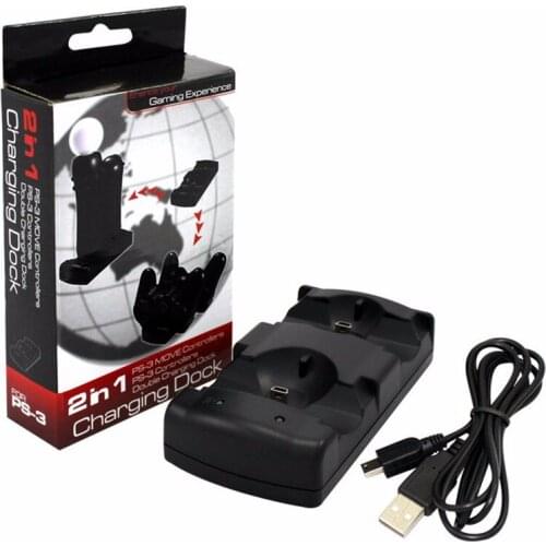 2 In 1 Dual Charging Station Charger for PS3 Move Controller Joystick Charger Dock For Sony Playstation 3 Controller Accessories
