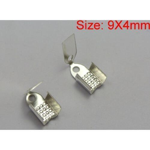 200 Silver-plate/Golden Plated Crimp Beads End Caps With Tongue 9X4mm