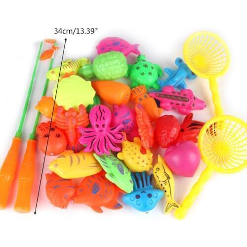 30/52 Pcs Magnetic Fishing Toys Plastic Fish Rod Set Kids Playing Water Gifts Y4UD
