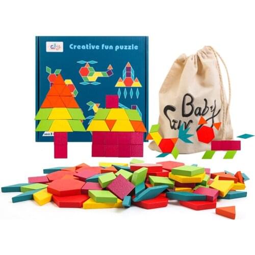 88pcs Creative Puzzle DIY 3D Puzzle Wooden Jigsaw Puzzle kids Educational Toy Geometric Shape Puzzle Learning Toys for Children