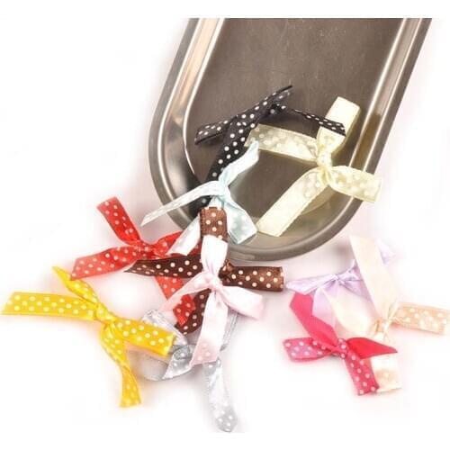 50pcs Colorful Dot Pattern Christmas Bows Ornament For Xmas Tree DIY Party Home Wedding Birthday Bow Gift Decorations C2397