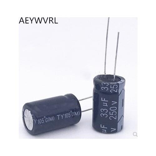 50 pcs Electrolytic Capacitors 33uF 250V 13*20mm +105 Degree Celsius Radial