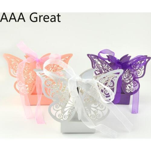 50Pcs/Lot Candy Box Gift Boxes Festival Happy Butterfly Candy Birthday Wedding Christmas Chocolate Kids Party Supplies