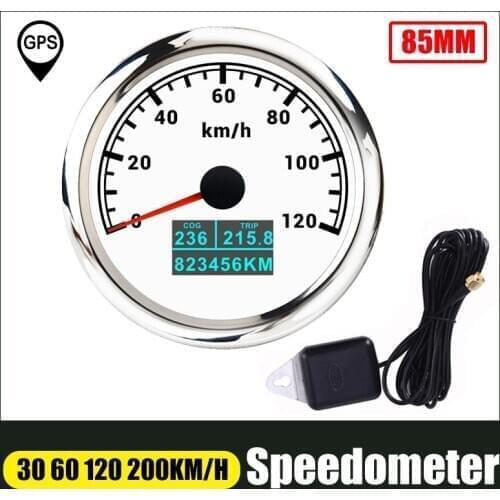 85mm GPS Speedometer 60 120 200 km/h With LCD Display COG Trip Odometer 60 MPH Speed Gauge For Car Boat Marine Motorcycle