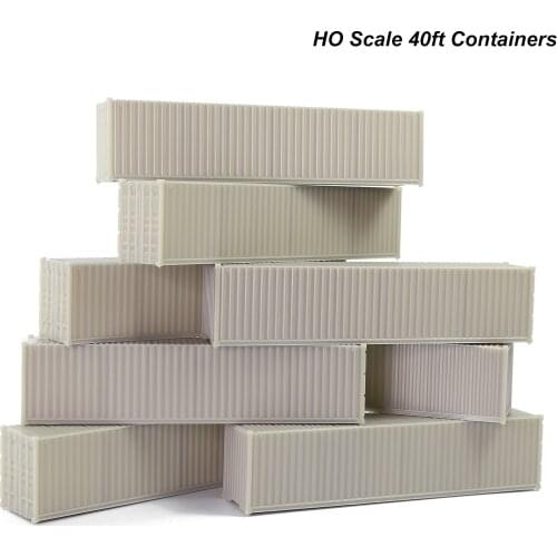 9pcs Model Trains HO Scale 1:87 40ft Blank Shipping Container Uncolored 40' Cargo Box C8740JJ