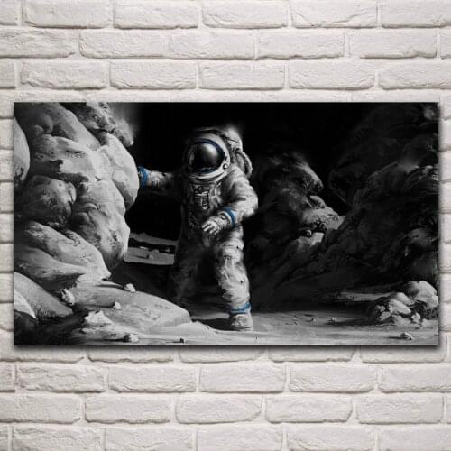 Astronaut monochrome artwork planet exploration fantasy living room home decor art print canvas fabric poster KP332