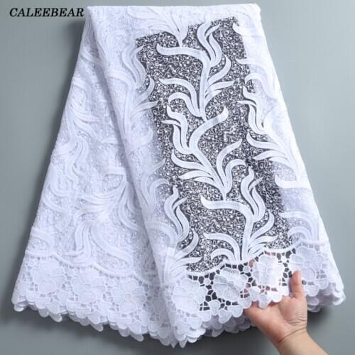 White African Lace Fabric 5 Yards 2021 Nigerian Lace French Lace Net Fabric Embroidered Sequin Lace Fabric African Wedding S2270