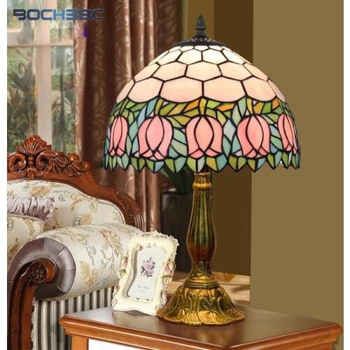 BOCHSBC European Retro Creative Tiffany Stained Glass Creative Living Room Dining Room Bedroom Bar Restaurant Table Lamp