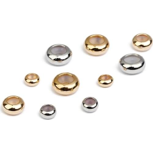 20pcs Copper Beads 6mm 8mm 10mm Stopper Spacer Beads With Silicone Rubber Fit Slider Bracelet DIY Jewelry Making Findings