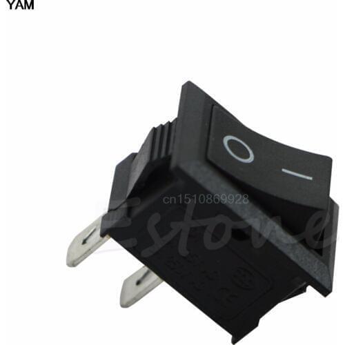 1PC 250V 3A Mini Boat Rocker Switch SPST ON-OFF KCD1-2Pin Black Plastic Button