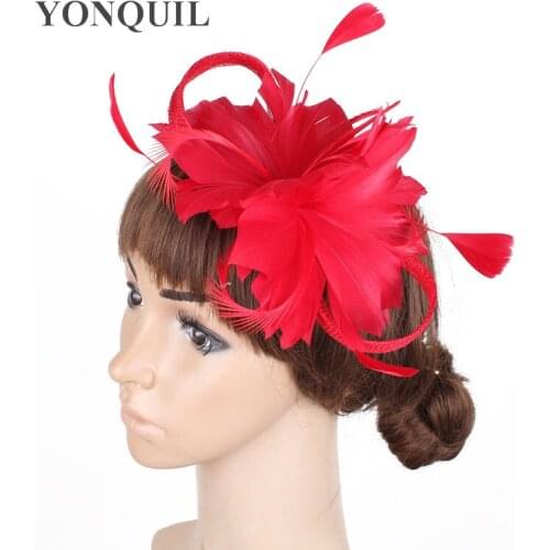 Sinamay Fascinator Headwear Feather Flower Fascinator Hat Church Show Hair Accessories With Headbands Fancy Feather Flower Hat