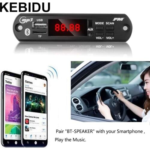 KEBIDU 5-12V Universal Wireless Bluetooth MP3 WMA Decoder Board Audio Module USB TF Radio For Car