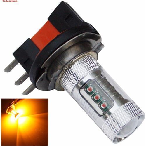 2Pcs Yellow/Amber H15 80W Type LED High power SMD Chips Car Auto Fog Driving DRL Light Daytime Running Lights Bulbs DC12V DC24V