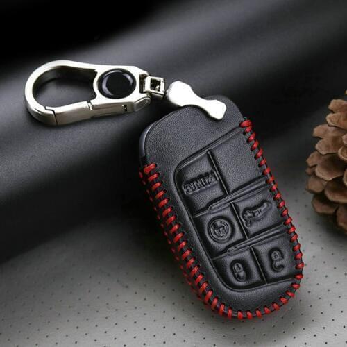 Leather Car Key Case Key Fob Cover For Jeep Renegade Liberty Compass Wrangler Grand Cherokee WK2 Patriot 2019 2020 Accessories