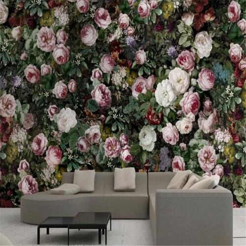 Milofi custom 3D non-woven wallpaper American retro oil painting style rose flower combination background wall paper mural