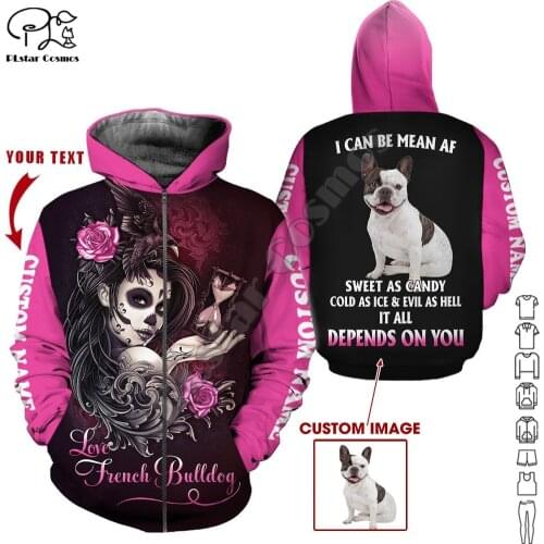 PLstar Cosmos Cute French Bulldog 3D Printed Animal Hoodies Sweatshirts Zip Hooded For Men And Women Casual Streetwear Style-F14
