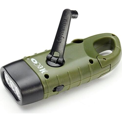 Mini Emergency Hand Crank Dynamo Solar Flashlight Rechargeable LED Light Lamp Charging Powerful Torch For Outdoor Camping