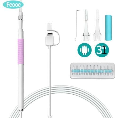 Feooe 720P Mini Camera Ear Health Cleaning Tool Earway Cleaner I98 Visual Ear Scoop Endoscope Visual Otolaryngology SJX