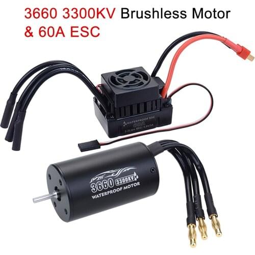 Good Sale Waterproof 3660 2600KV 3300KV Brushless Motor 60A ESC for Tamiya Traxxas Slash Bandit Redcat 1/10 RC Car Truck Parts